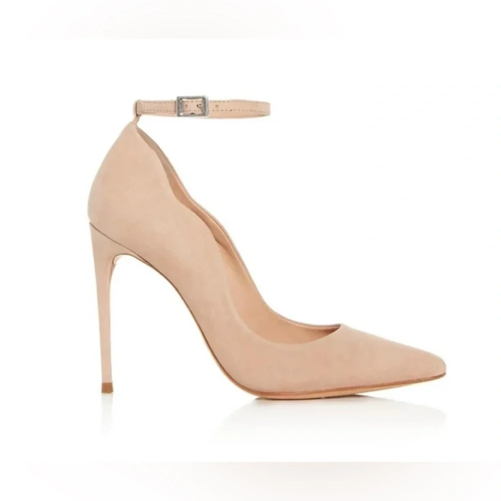 SCHUTZ Women's Thaynara Ankle Strap Pointed Heels, Amendoa (nude) 9.5 B(M)